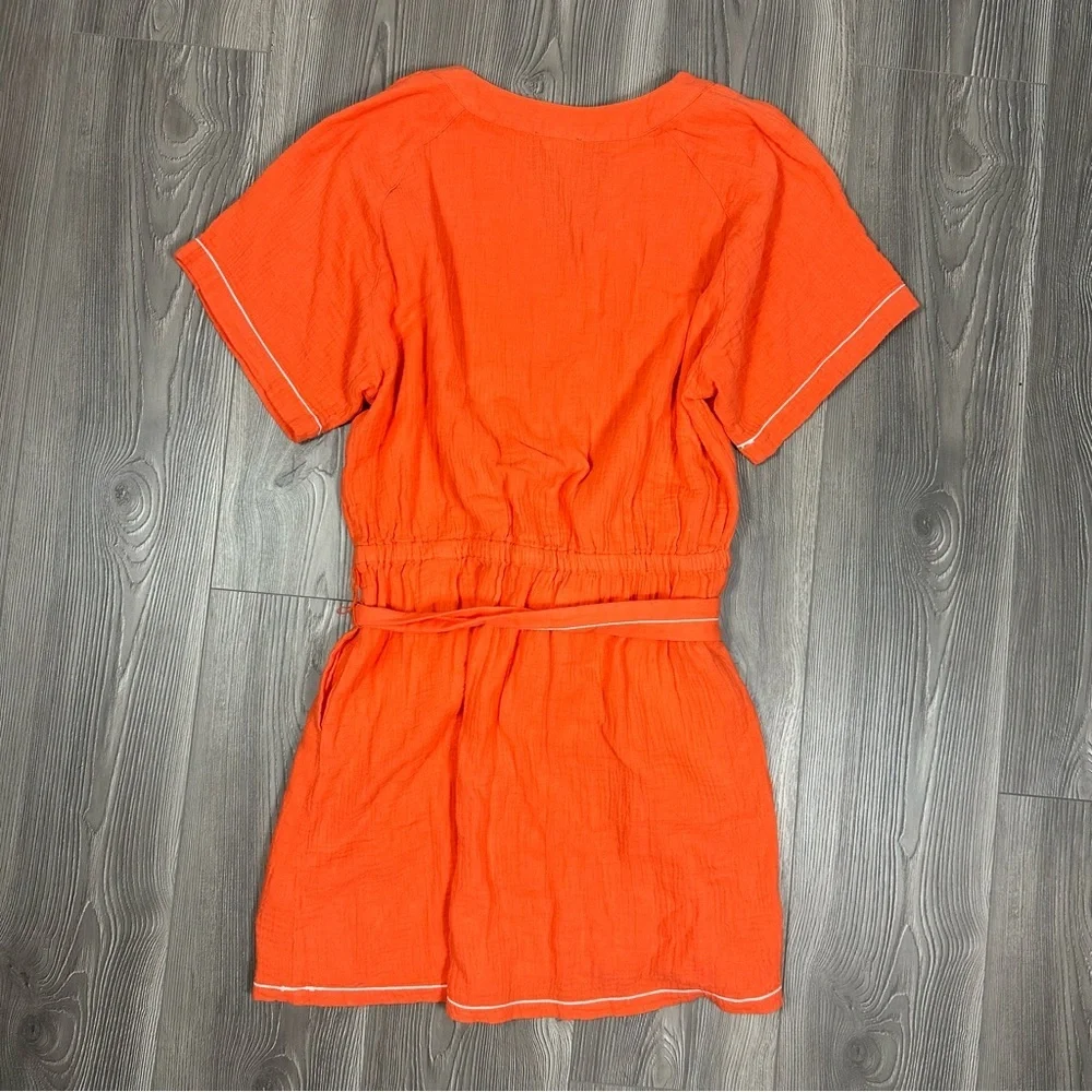 Lilla P Orange Cotton Gauze Mini Dress Casual Summer‎ Beach Spring Break Resort